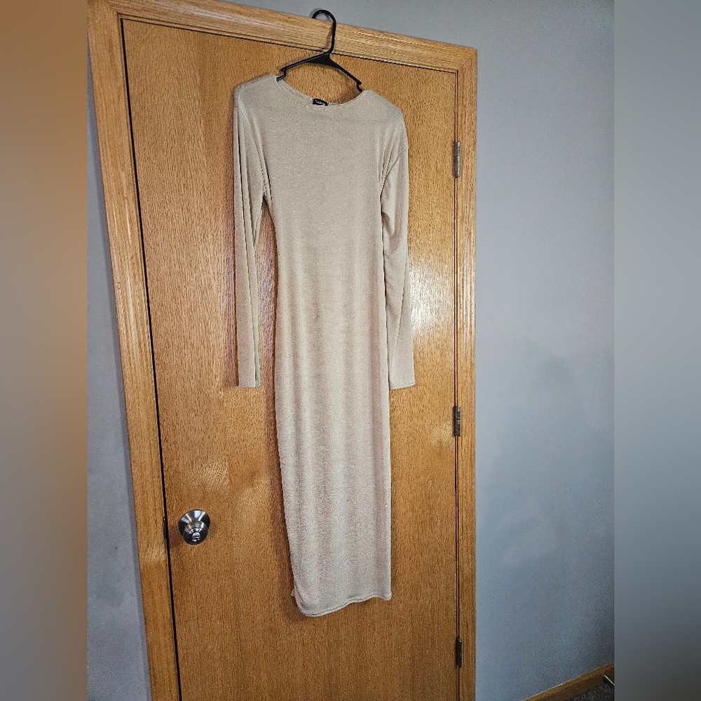 Boohoo Plus Acetate Slinky Tie Waist Midaxi Dress Size 14